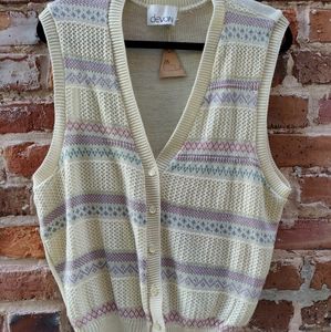 Vintage cream and pastel knit vest